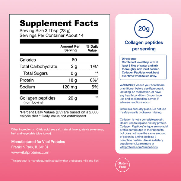 |CPSTL10| Strawberry Lemonade 10oz | Supplement Facts